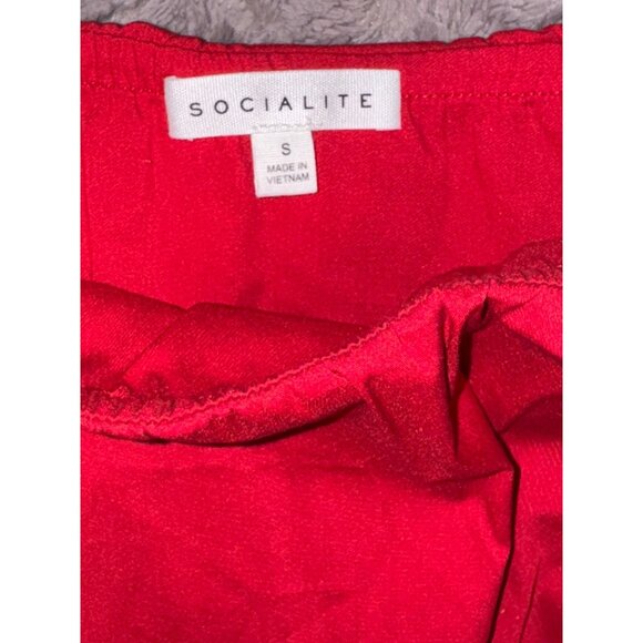 Off-Shoulder Red Dress With Tie Sleeves By Socialite Size S - Picture 2 of 6
